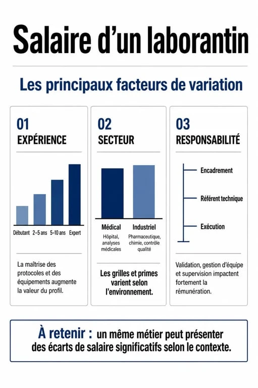 Infographie des facteurs influençant le salaire d'un laborantin en France