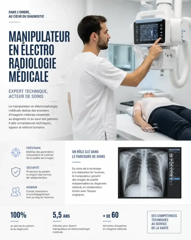 Manipulateur en électroradiologie médicale en plein examen d'imagerie