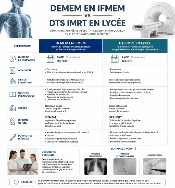 Comparatif des formations pour devenir manipulateur radio : DEMEM vs DTS IMRT