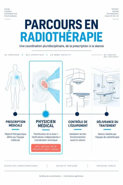 Physicien médical dans le parcours de planification et de contrôle d’un traitement de radiothérapie