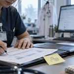 Aide soignant interim remplissant un planning d’intérim pour choisir une mission
